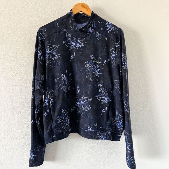 Columbia Botanical Sweatshirt Womens XXL Blue Runs Small Mock Neck Long Sleeve - Picture 1 of 10